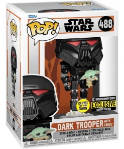 Funko POP! Star Wars: The Mandalorian Dark - Trooper With Grogu {GITD} (Entertainment Earth LE)