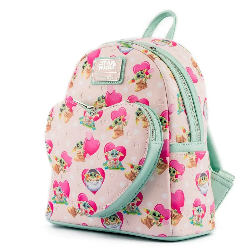 Loungefly The Mandalorian Grogu Hearts Mini Backpack Star Wars 3 Loungefly The Mandalorian Grogu Hearts Mini Backpack Star Wars